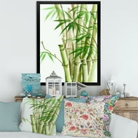 DesimanArt 'Detalj tamnog zelenog bambusa i lišće II' TRADICIONALNI PLAMED ART PRINT