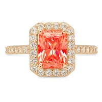 2.07 ct smaragdno izrezan crveni simulirani dijamant 14k žuto zlato godišnjica angažmana halo prsten veličine