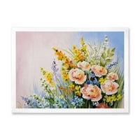 PRONAĐEDNIART 'Žute i ružičaste ljetne divljeg cvijeća' Tradicionalni uokvireni umjetnički print