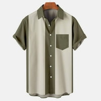 Meitianfacai majice za muškarce muškarci Casual dugmad Print sa džepnim spuštenim kratkim rukavima košulja