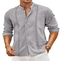 Colisha muškarci vrhovi gumb niz tuniku košulje dugih rukava Comfy Office štand ovratnik bluza siva m