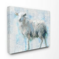 Stupell Home Décor Sheep Walk Blue Pink teksturirana slika životinja na platnu zidna umjetnost od strane