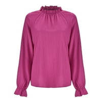 Ženske majice Dame Jesen Ležerne prilike Rulfled ovratnik dugih rukava jacquard labave košulje za žene