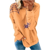 Ženska dukserica Print Halloween Tops Dugi rukav labav O vrat narandžasti pulover dukserice XXL