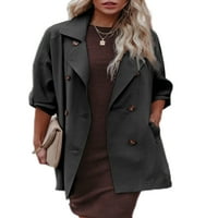 Capreze rolane rukave kaput od kaputa od čvrstog boja za ženska jakna za torbustu kardigan jesen sa džepovima