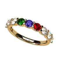 Nana U'r majka prsten 1-Multi-kamen za odrasle ženski rođendan Birthstone, 10k žutog zlata, Size9. Stone6