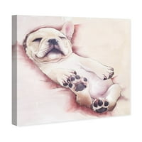 Piste avenue životinje Zidno umjetničko platno ispisuje pse i štenad za spavanje French-a - bijeli, ružičasti