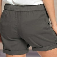 Ležerne kratke hlače za žene za crtanje u boji u boji Comfy Solid elastične kratke hlače Pocket hlače
