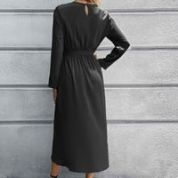 Haljine za žensko čišćenje Trendy temperament Čvrsti kaiševi dugih rukava s prorezom haljina