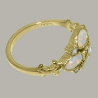 Britanski 18k žutog zlata sintetički kubni cirkonij i pravi prirodni Opal ženski zaručnički prsten-Opcije