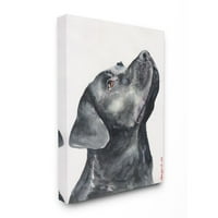 Stupell Industries crni Labrador pas kućni ljubimac akvarelna slika platnena zidna Umjetnost George Dyachenko
