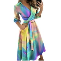 Haljine za žene Party Clearance Casual Loose Half Sleeve štampani V-izrez gležanj dužine žene plus veličine haljine gležanj dužine ukrašene Dress Style D-Multicolor XL