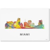 Zaštitni znak Fine Art 'Miami Florida Skyline WB-1' Platno Art by Marlene Watson