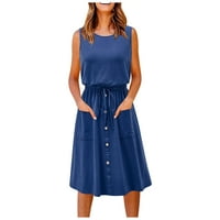 Clearsance Ljetne haljine za žene bez rukava čvrstoća na koljenu dužina koljena A-line okrugla dekoltena