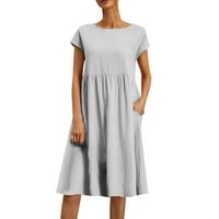 Pedort formalne haljine za žene ženske lepršave rukave teksturirane haljine Casual Loose Maxi boemska cvjetna haljina siva, XL