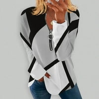 Ženske bluze posada vrat grafički printovi bluza modni ženski Plus ljetni dugi rukavi majice vrhovi Crni XS