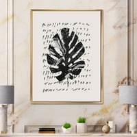 Designart 'Minimalni Tropski Palmin List Preko Grunge Teksture' Tropski Uokvireni Platneni Zidni Umjetnički Print