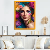 Designart cvjetna senzualna žena portret VI uokvirena zidna Umjetnost