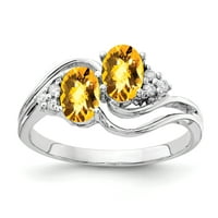 Primalni zlatni karatski bijeli zlatni 6x ovalni citrinski poklopac i AAA dijamantski prsten