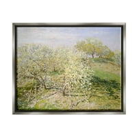 Stupell Industries White Blossom Tree Orchard Field impresionistički Potezi kistom slikarstvo sjaj sivo