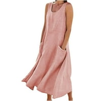 Kiplyki Clearance haljina za Dan zahvalnosti za žene jednobojne pamučne lanene duge haljine