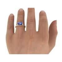 14k žuto zlato 2. ctw Lab stvorio plavi safir prsten sa dijamantima cvijet Vintage Halo
