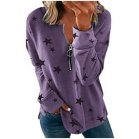 Pola pulover sa patentnim zatvaračem žene na klirensu jesen modni pero Print V vrat duge rukave duksevi