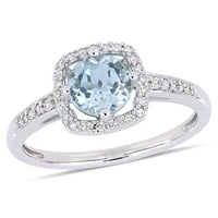 Miabella ženska karat t.g.w. Sky Blue Topaz i Carat Diamond 10kt bijeli zlatni halo prsten