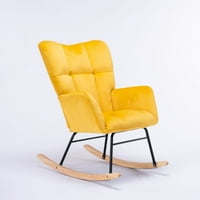 Moderna stolica za ljuljanje, Aukfa Čupava tapacirana baršunasta akcentna Rocker stolica Wing Back rasadnik