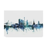 Zaštitni znak Fine Art 'Geteborg Švedska Plava Teal Skyline' Canvas Art by Michael Thpsett