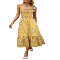Eyicmarn žene klizne haljine, špageta kaiševa cvjetna ljuljačka haljina duga ljetna haljina za svakodnevnu