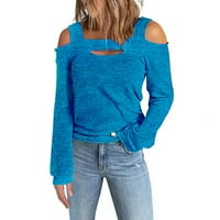 koaiezne dame moderne Casual jednobojne boje sa ramena labave duge rukave majice za žene casual
