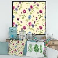 Designart 'plavo i ružičasto cvijeće i' tradicionalni uramljeni platneni zidni umjetnički Print