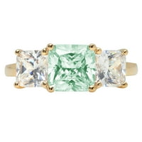 4.0 ct Brilliant Square Emerald Cut VVS originalni bez sukoba zeleni simulirani dijamant pravi pečat solidan