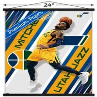 Utah Jazz-Donovan Mitchell zidni Poster sa drvenim magnetnim okvirom, 22.375 34