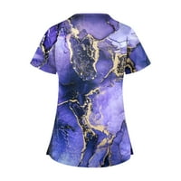 Ženski vrhovi V-izrez ženska bluza Casual grafički printovi Tee kratki rukavi ljetne bluze ljubičasta
