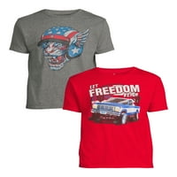 Četvrti jul muške i velike muške Let Freedom Reign i American Tiger grafičke majice, 2 pakovanja