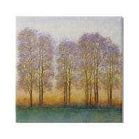 Stupell Industries Warm Sunset Sky Trees siluete priroda scena slika Galerija Wrapped Canvas Print Wall