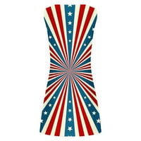 Usmixi haljine za žene Casual Američki Zastava Print Dan nezavisnosti Tank Tank bez rukava mini haljine