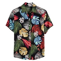 Muška Retro cvijet Print Tshirt havajski kratki rukav Shirt dnevni rever dugme dole T Shirt Aloha Loose