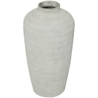 DecMode 23 teksturirana krema keramička vaza sa linearnim uzorkom