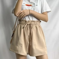 Hlače za žene modni ženski modni ljetni vučni viseći struk detaljne kratke hlače ženske hlače kaki s