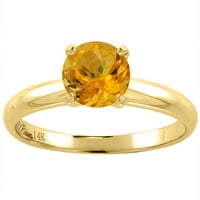 Zaručnički prsten od prirodnog citrina od 14k žutog zlata, Veličina 9,5