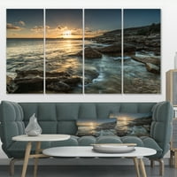 Dizajnerska plaža Sydney sa jarkim zalaskom sunca 'Seascape Canvas Art Print