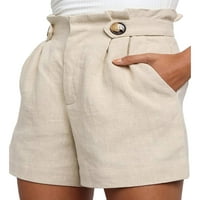 Kapreze Žene Elastični struk Ljeto Plažni kratke hlače Ravni gumb Mini pant za odmor Kratke vruće hlače