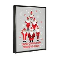 Santa Svi oblici i veličina Božićna fraza za odmor Grafički grafički art jet crna uokvirena umjetnost