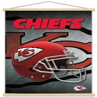 Kansas City Chiefs - Zidni poster kacige sa drvenim magnetskim okvirom, 22.375 34