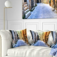 Designart slikovna ulica stare Italije - jastuk za bacanje gradskih pejzaža-16x16
