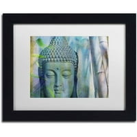 Zaštitni znak likovne umjetnosti 'Buda sa bambusom' platnena Umjetnost Cora Niele, bijeli mat, crni okvir