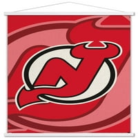 New Jersey Devils - Logo Zidni poster sa drvenim magnetskim okvirom, 22.375 34